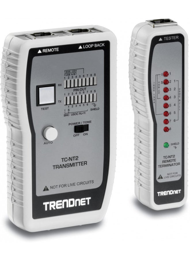 TRENDnet Network Cable Tester, Tests Ethernet/USB & BNC Cables, Accurately Test Pin Configurations up to 300M (984 ft), TC-NT2, Black