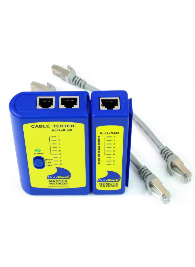 DataShark PA70025 Network Cable Tester | Cable Mapper, Check Continuity | LAN (RJ45) & Telephone (RJ11 RJ12 RJ14) | Test Patch Cords or Installed Cable Runs