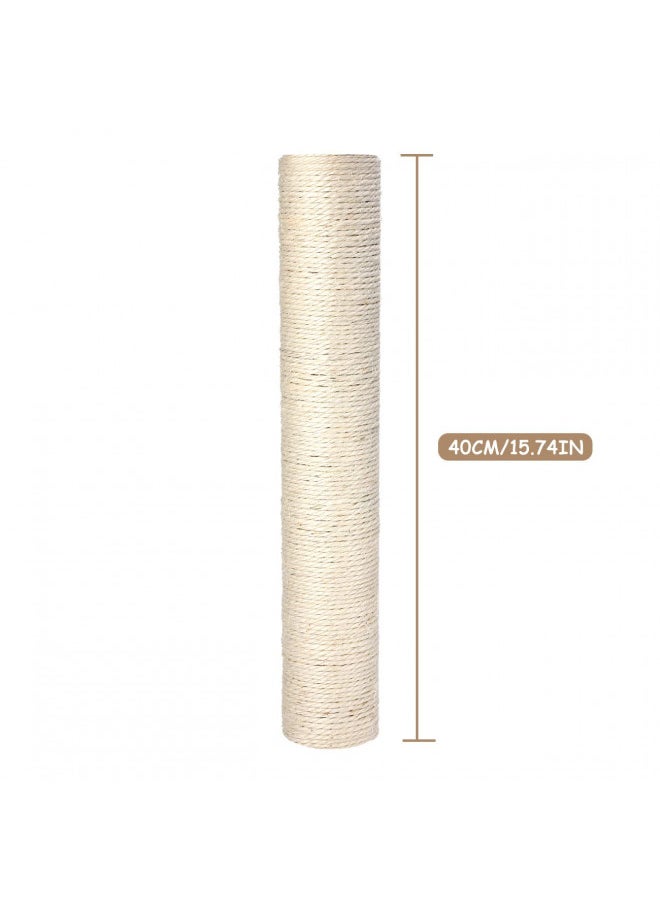 PowerKing Natural Sisal Replacement Scratching Post, 15.7'' 2 Pieces M8 Cat Scratch Post Refill Pole Parts for Refurbishment, Include Screws (White)