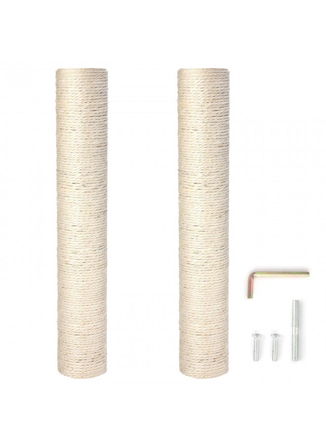 PowerKing Natural Sisal Replacement Scratching Post, 15.7'' 2 Pieces M8 Cat Scratch Post Refill Pole Parts for Refurbishment, Include Screws (White)