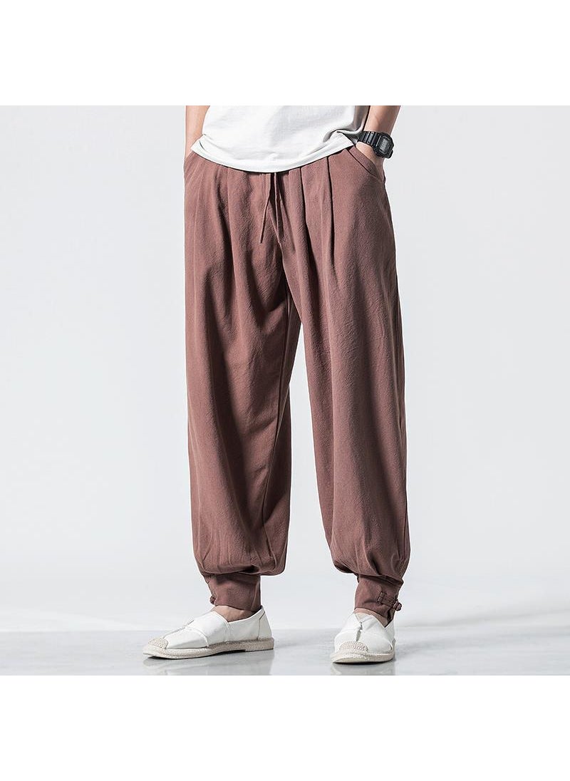 Unisex Cotton Linen Monk Pants Loose Summer Spring 1