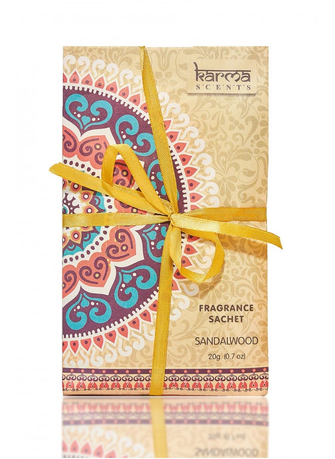 Karma Scents Premium Sandalwood Scented Sachets for Drawers, Closets and Cars, Lovely Fresh Fragrance, Lot of 12 Bags