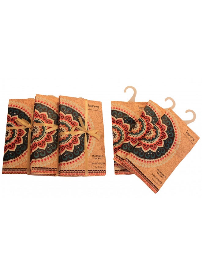 Karma Scents Premium Sandalwood Scented Sachets for Drawers, Closets and Cars, Lovely Fresh Fragrance, Lot of 12 Bags