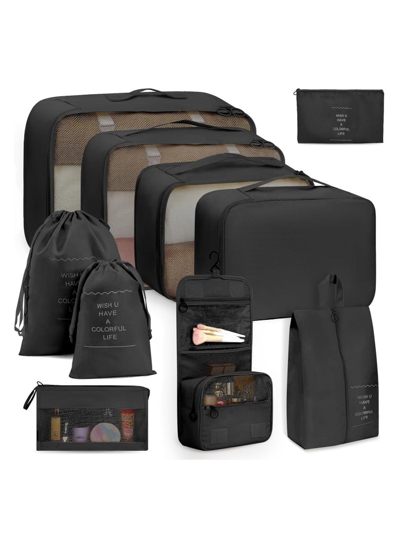 A set of 10 travel luggage organizer, packaging cube, luggage organizer, suitcase storage bag