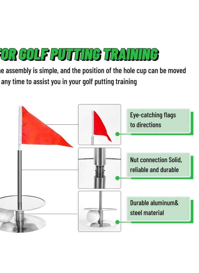 Golf Putting Hole, 360° Golf Green Practice Hole Cup Indoor and Outdoor, Portable Putting Hole for Golf Putt Training, Durable Stainless Steel and Aluminum