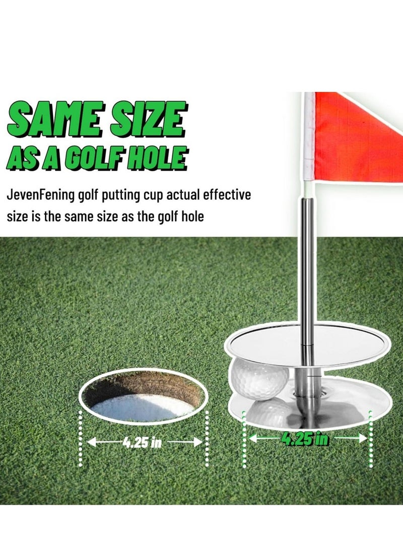 Golf Putting Hole, 360° Golf Green Practice Hole Cup Indoor and Outdoor, Portable Putting Hole for Golf Putt Training, Durable Stainless Steel and Aluminum