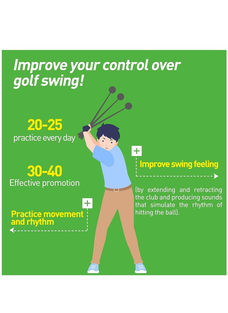 Golf Swing Trainer Stretchable Golf Swing Training Device Aid for Tempo Rhythm Balance and Strength Emitting Swing Rod aids in Practice Lightweight Durable Golf Swing Mas with Ergonomic Grip