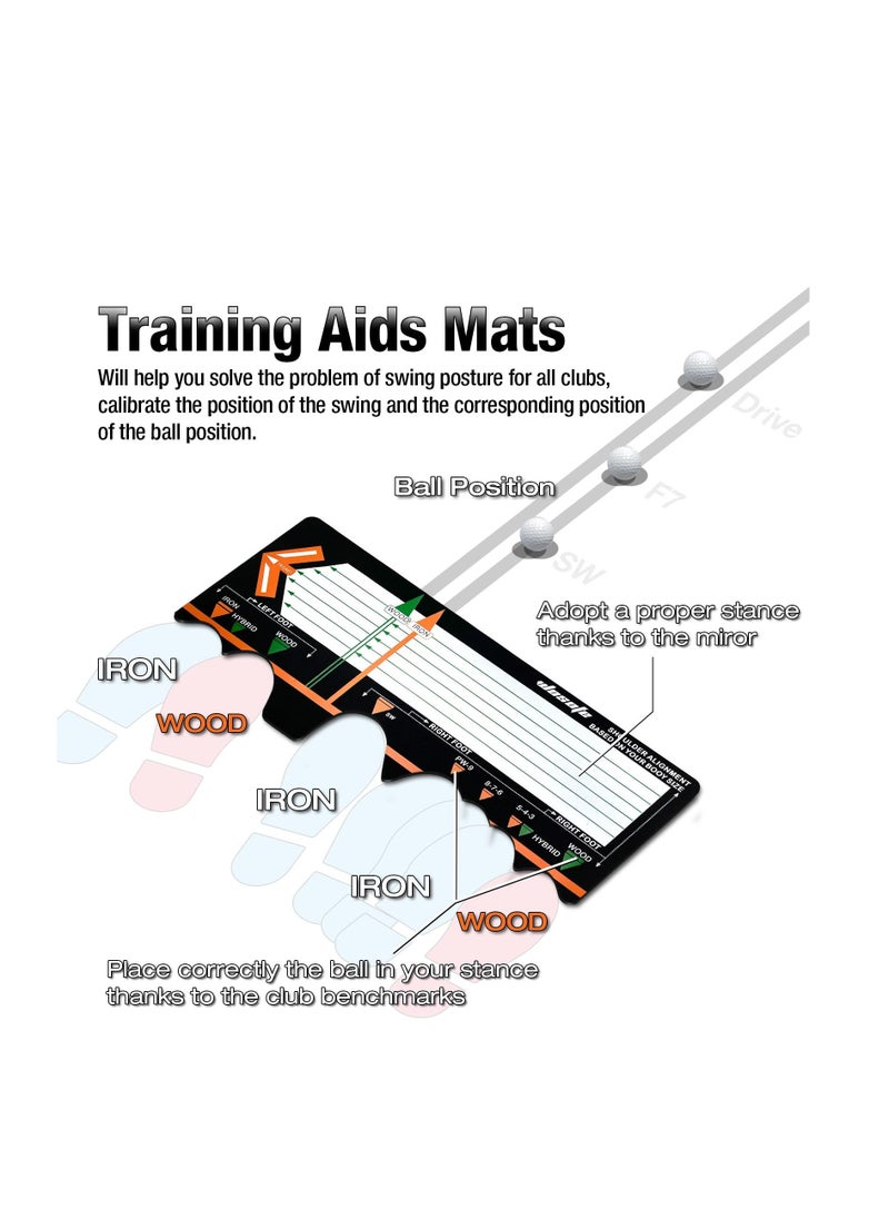 Golf Training Mat for Beginners, Posture Assistance and Entry-Level Stance Corrector Trainer, Adjusts Foot Placement, Strengthens Muscle Memory, with Golf Training Aid and Practice Mats