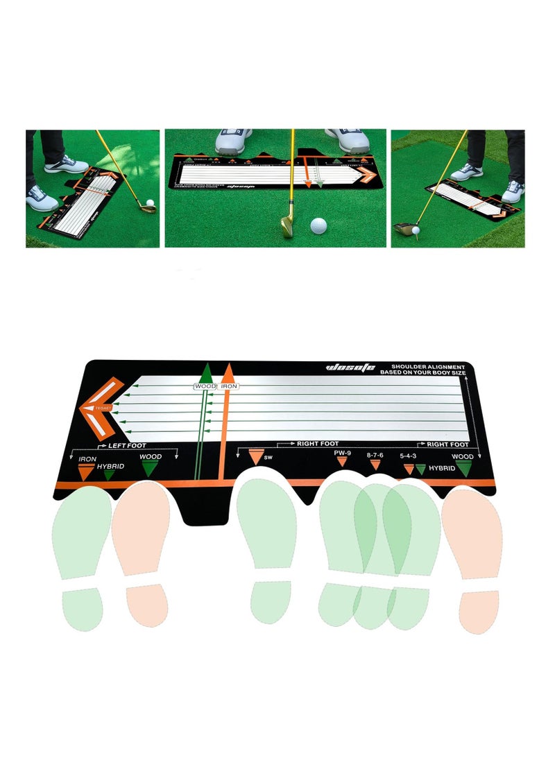 Golf Training Mat for Beginners, Posture Assistance and Entry-Level Stance Corrector Trainer, Adjusts Foot Placement, Strengthens Muscle Memory, with Golf Training Aid and Practice Mats