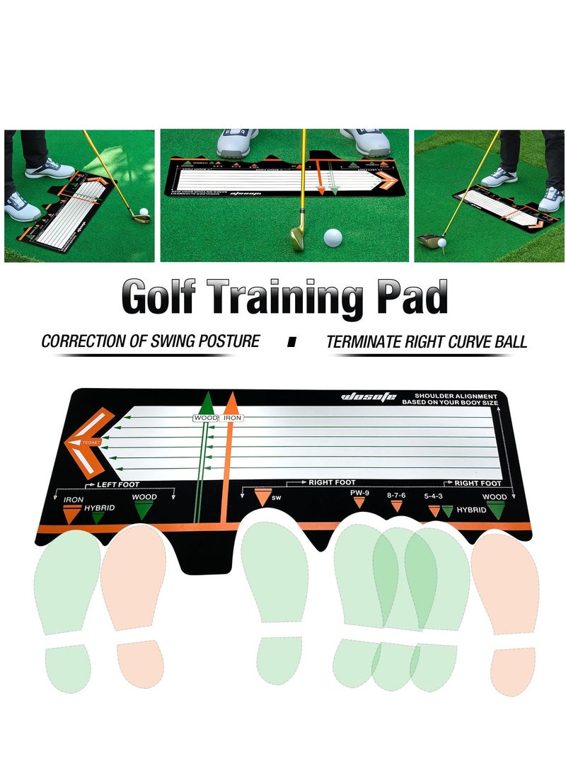 Golf Training Mat for Beginners, Posture Assistance and Entry-Level Stance Corrector Trainer, Adjusts Foot Placement, Strengthens Muscle Memory, with Golf Training Aid and Practice Mats