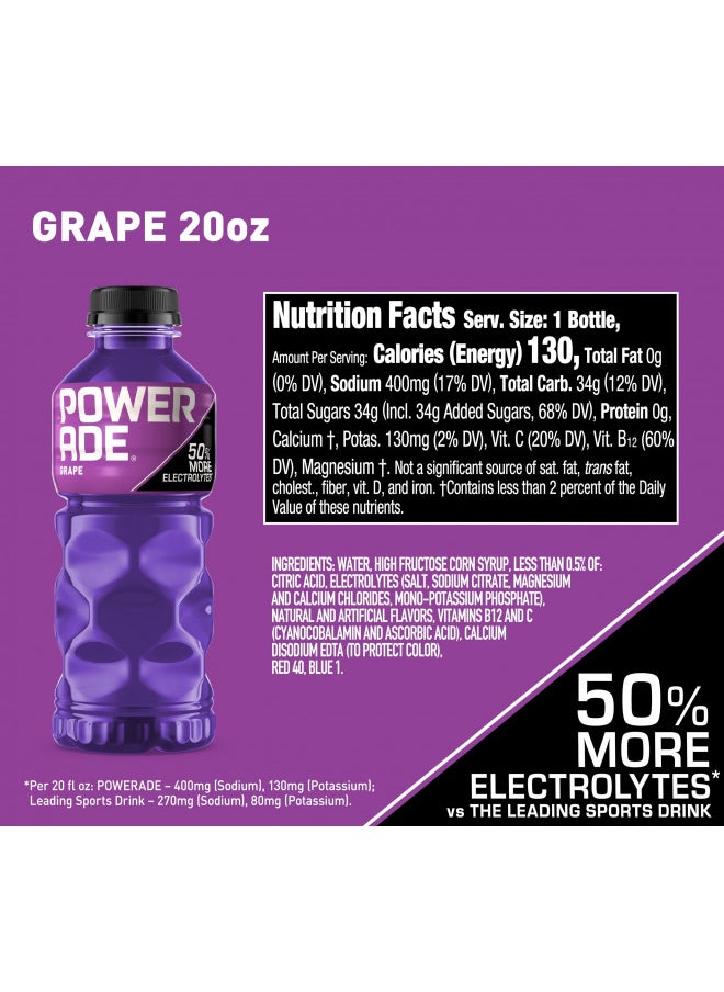 POWERADE Sports Drink Grape, 20 Ounce (Pack of 24)