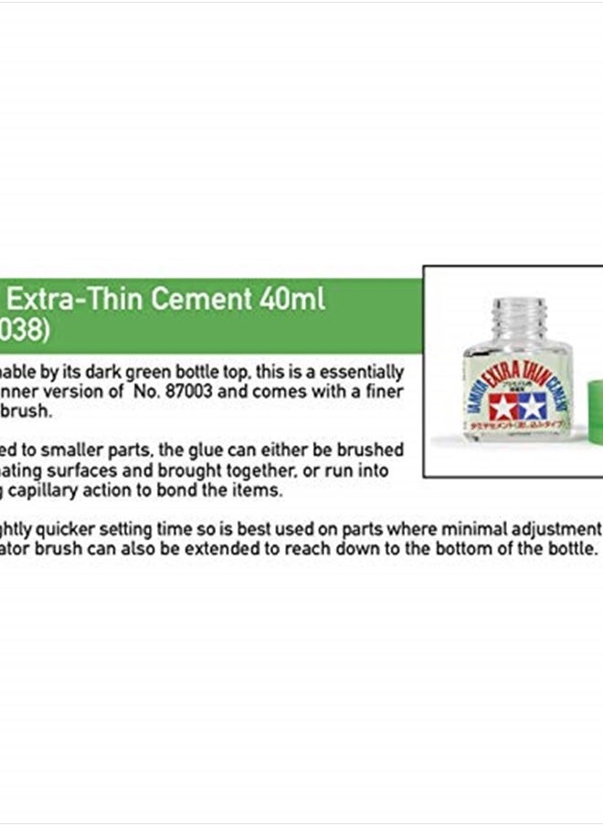 Tamiya 87038 Extra Thin Cement Glue Fine Tip 40ml 2 Pack