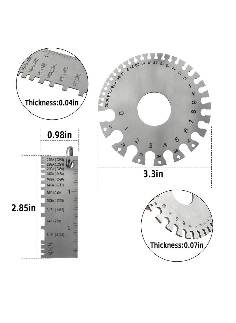 Stainless Steel Wire Metal Sheet, Standard Wire Welding Gage, Round Cable Sheet Stainless, Standard Thickness Metal Gauge, Wire Thickness Gauge for DIY, Construction, Decoration