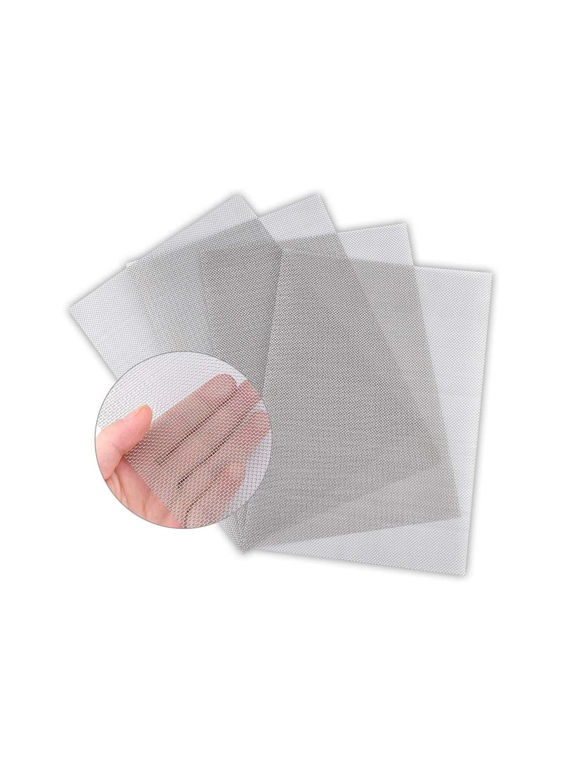 4 Pack 304 Professional Stainless Steel Wire Mesh Sheets, Aperture 1mm, Rustproof, 20 Mesh Steel Mesh, Versatile Wire Mesh, Metal Mesh for Diy Project, for Window, Kitchen or Bathroom, 210mm×300mm