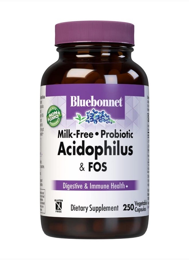 BlueBonnet Probiotic Acidophilus Plus FOS Vegetarian Capsules, 250 Count