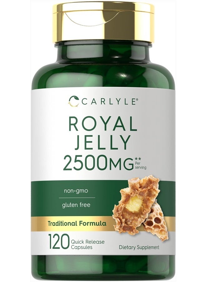 Royal Jelly Capsule | 2500mg | 120 Count | Non-GMO and Gluten Free Formula | Traditional Supplement