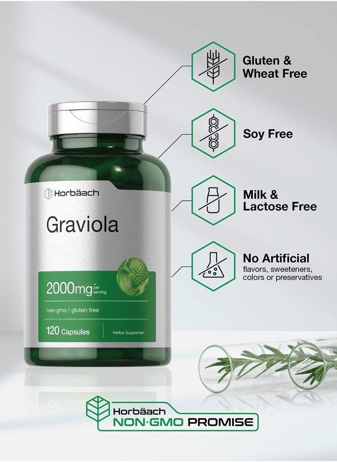 Graviola Extract 2000 mg 120 Capsules | Non-GMO, Gluten Free | Soursop (Annona Muricata)