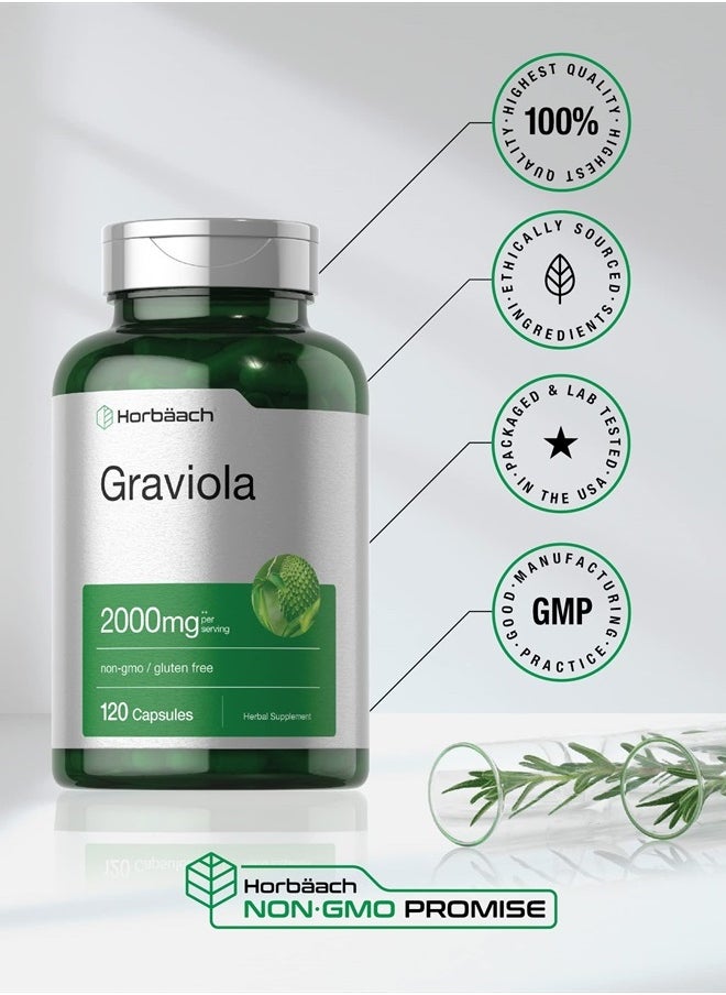 Graviola Extract 2000 mg 120 Capsules | Non-GMO, Gluten Free | Soursop (Annona Muricata)