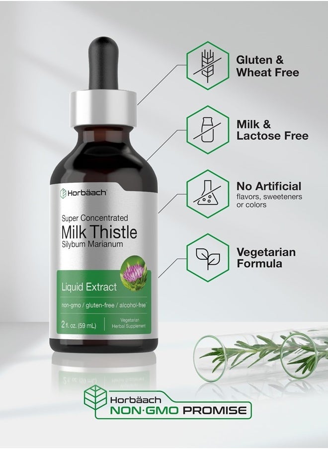 Milk Thistle Liquid Extract | 2 fl oz | Alcohol Free | Vegetarian Herbal Supplement | Non-GMO & Gluten Free