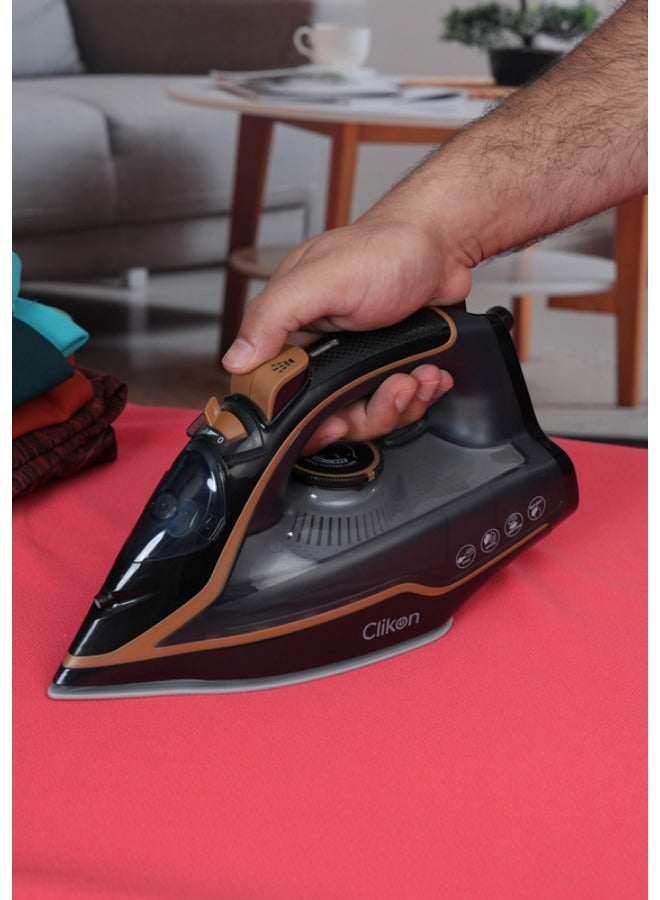 Ceramic Soleplate Steam Iron 2400W – Fast Heating & Smooth Glide for Perfectly Pressed Clothes 2400 W CK4125 Black/Brown