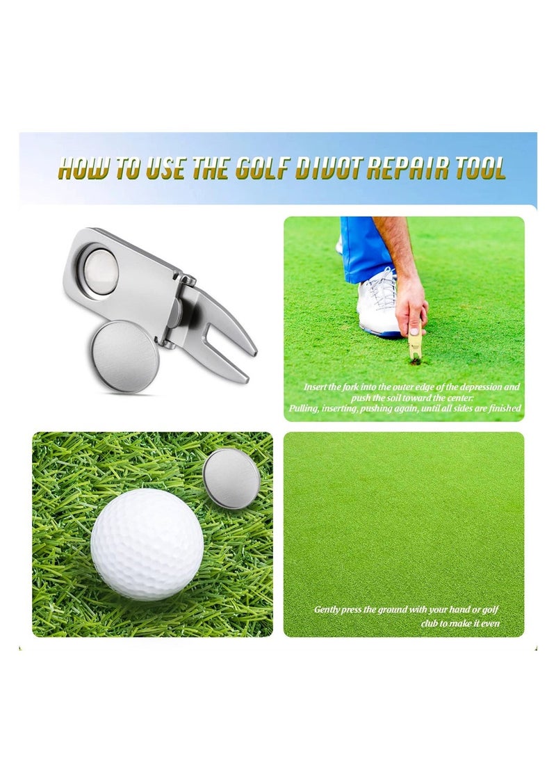 Magnetic Golf Divot Tool Set, 3-in-1 Golf Repair Tool with Magnetic Ball Marker, Essential Golf Accessories & Gift for Men, 3 pcs