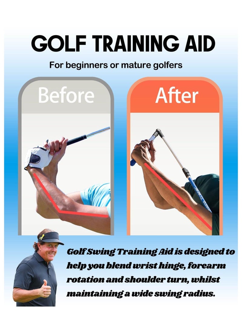 Golf Swing Trainer aid, Golf Training aid to Improve Hinge, Forearm Rotation, Shoulder turna and Grip.Portable Collapsible Swing Trainer Equipped with Golf Grip Trainer, for Improved Rhythm