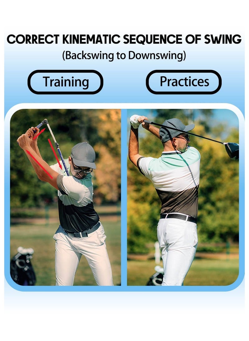 Golf Swing Trainer aid, Golf Training aid to Improve Hinge, Forearm Rotation, Shoulder turna and Grip.Portable Collapsible Swing Trainer Equipped with Golf Grip Trainer, for Improved Rhythm