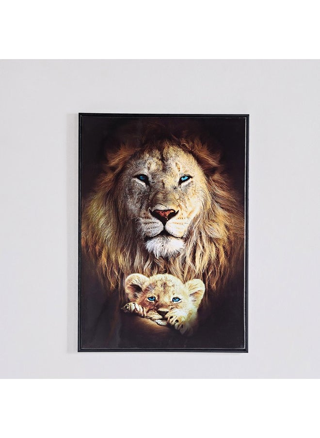 Ersel Lion and Cub Framed Picture 50 x 70 x 2.5 cm