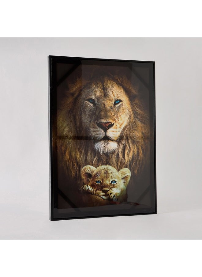 Ersel Lion and Cub Framed Picture 50 x 70 x 2.5 cm