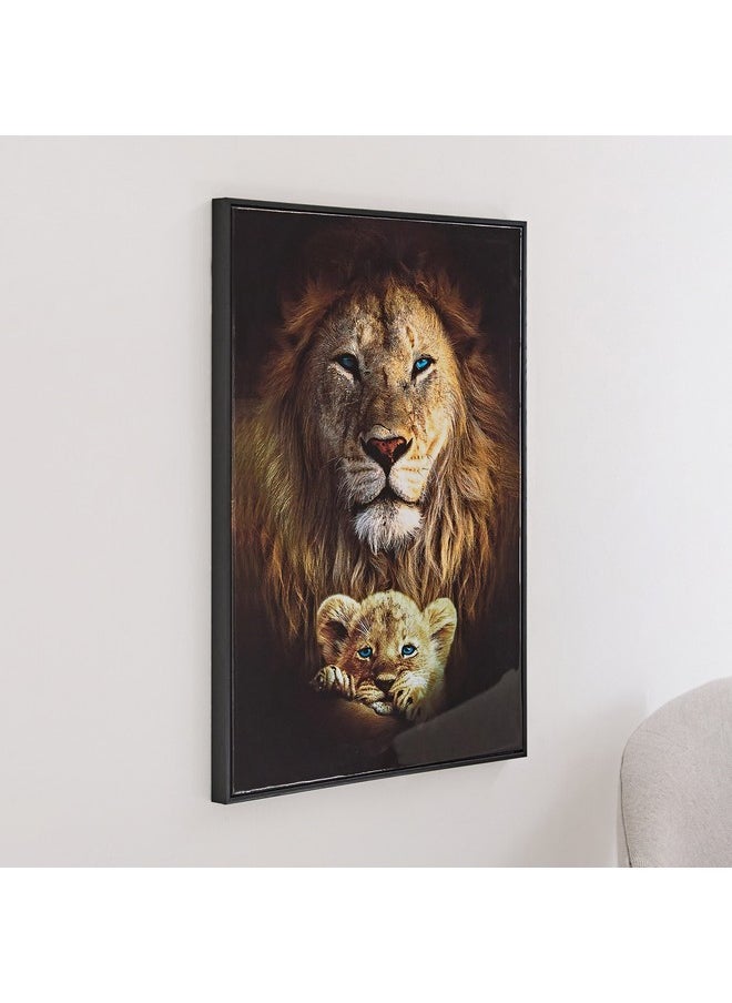 Ersel Lion and Cub Framed Picture 50 x 70 x 2.5 cm