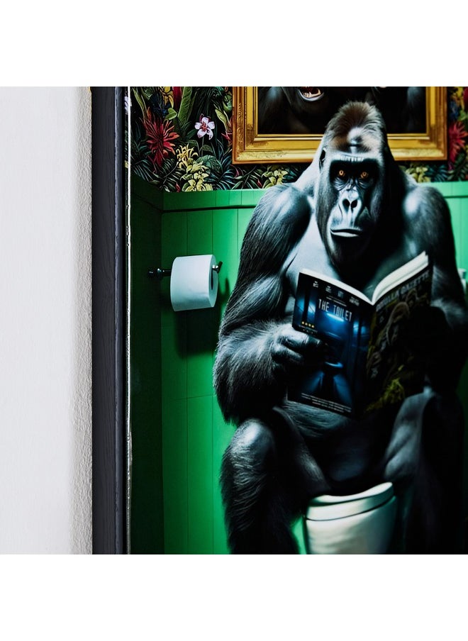 Ersel Reading Gorilla Framed Picture 40 x 60 x 2.5 cm