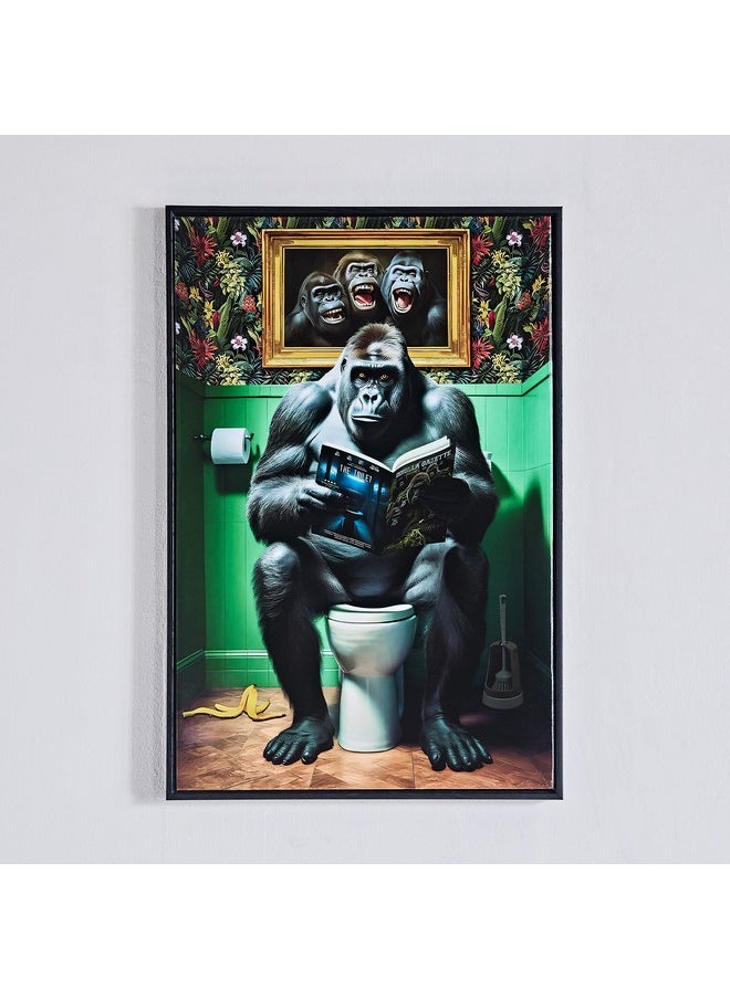Ersel Reading Gorilla Framed Picture 40 x 60 x 2.5 cm
