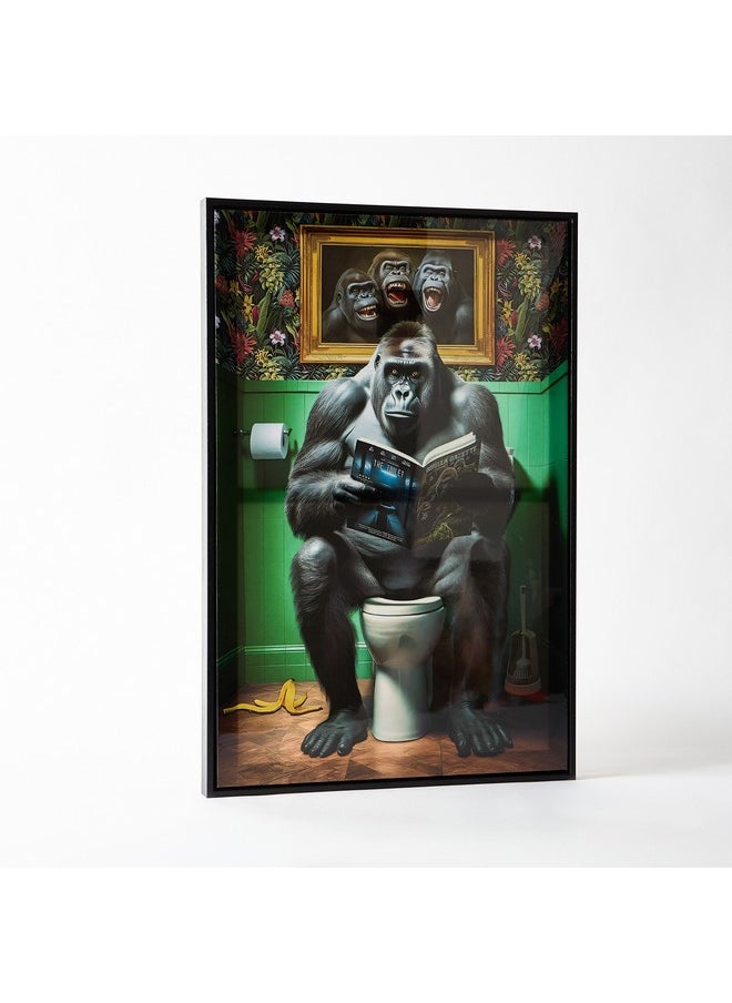 Ersel Reading Gorilla Framed Picture 40 x 60 x 2.5 cm