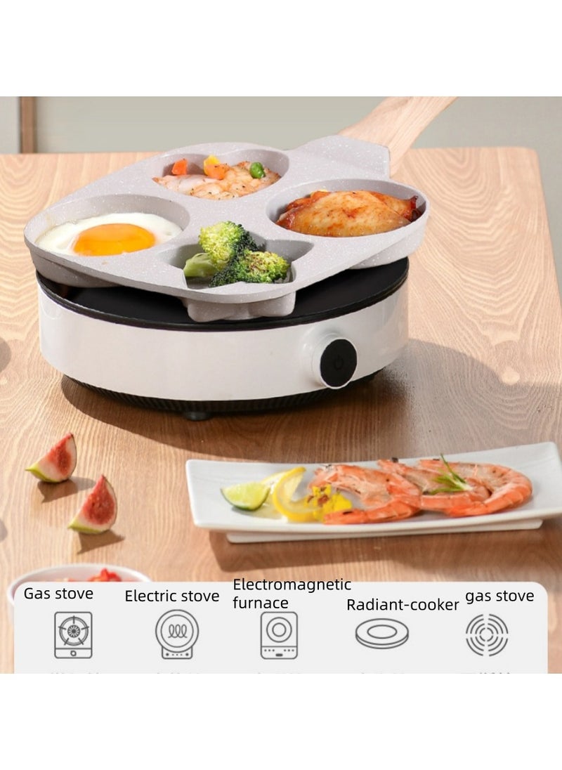 The Egg Frying Pan Is Non-Stick. It Is An Aluminum Alloy Pan For Making Breakfast Pancakes. The Egg Hamburger Frying Pan Comes With A Wooden Handle And Is Suitable For Gas Stoves, Induction Cookers, Etc.