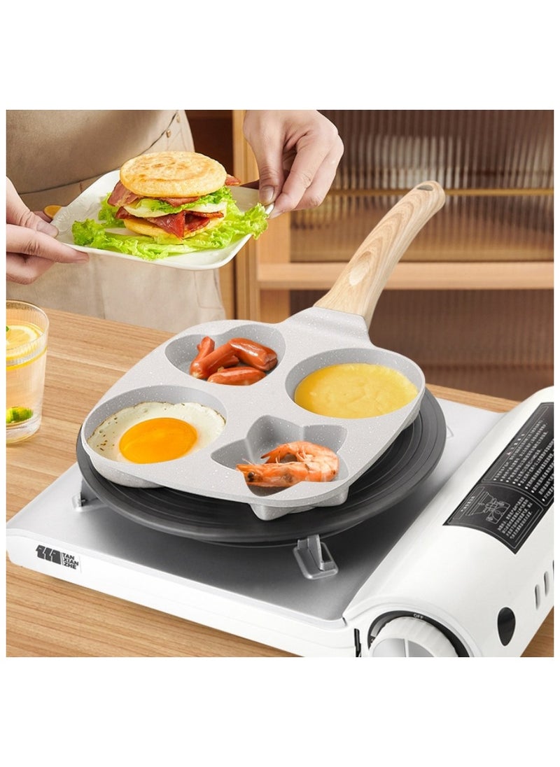 The Egg Frying Pan Is Non-Stick. It Is An Aluminum Alloy Pan For Making Breakfast Pancakes. The Egg Hamburger Frying Pan Comes With A Wooden Handle And Is Suitable For Gas Stoves, Induction Cookers, Etc.