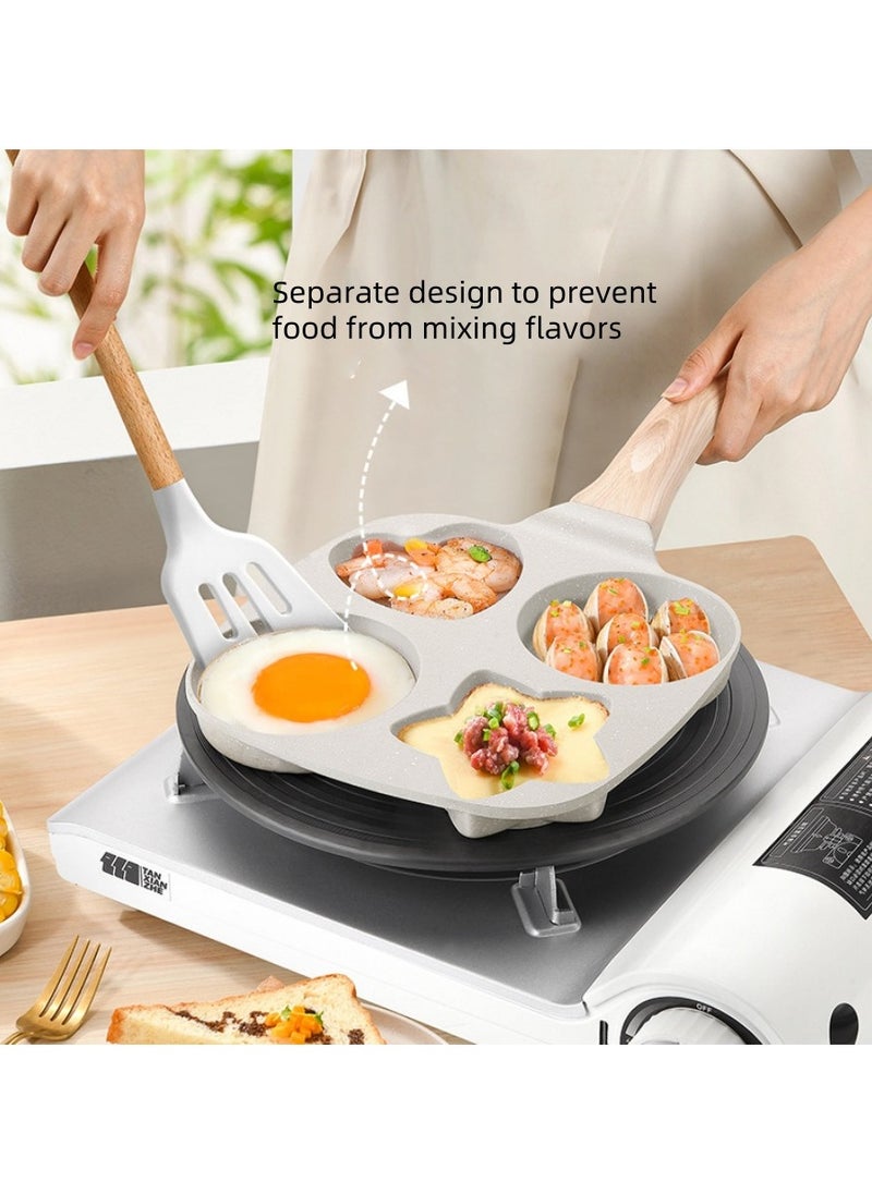 The Egg Frying Pan Is Non-Stick. It Is An Aluminum Alloy Pan For Making Breakfast Pancakes. The Egg Hamburger Frying Pan Comes With A Wooden Handle And Is Suitable For Gas Stoves, Induction Cookers, Etc.