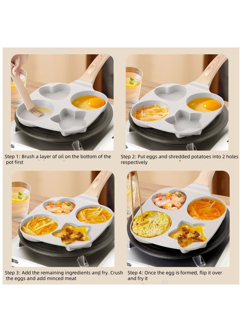 The Egg Frying Pan Is Non-Stick. It Is An Aluminum Alloy Pan For Making Breakfast Pancakes. The Egg Hamburger Frying Pan Comes With A Wooden Handle And Is Suitable For Gas Stoves, Induction Cookers, Etc.