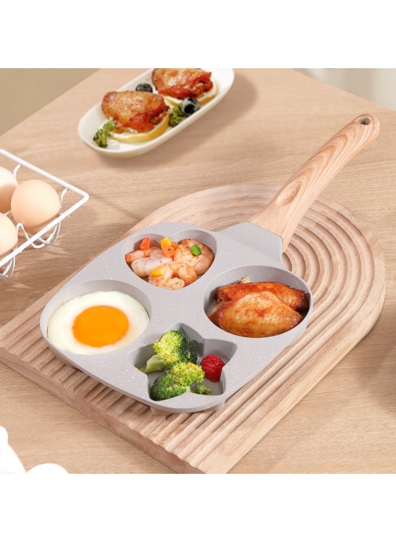 The Egg Frying Pan Is Non-Stick. It Is An Aluminum Alloy Pan For Making Breakfast Pancakes. The Egg Hamburger Frying Pan Comes With A Wooden Handle And Is Suitable For Gas Stoves, Induction Cookers, Etc.