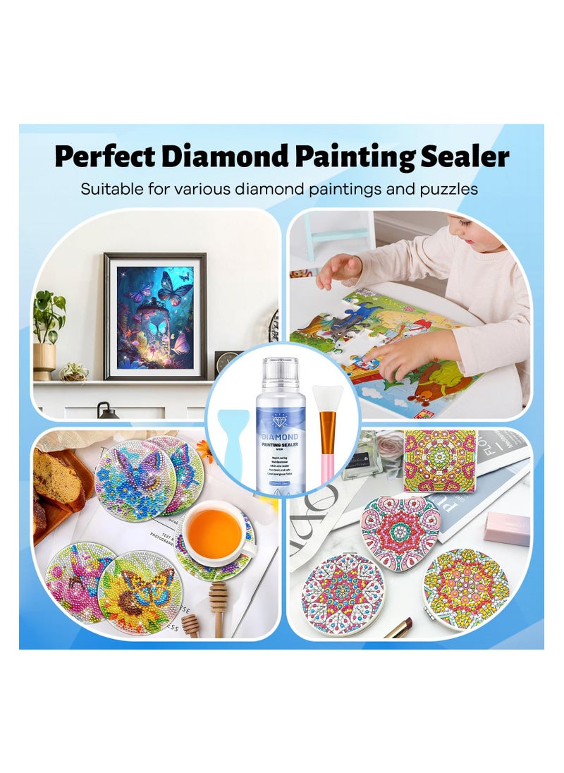 Diamond Painting Sealer for Permanent Hold and Glossy Finish |150ML Sealer with Applicator Brush | Ideal for Diamond Art, Puzzles, and Crafts | Safe, Fast-Drying, and Easy to Apply (5.28OZ)