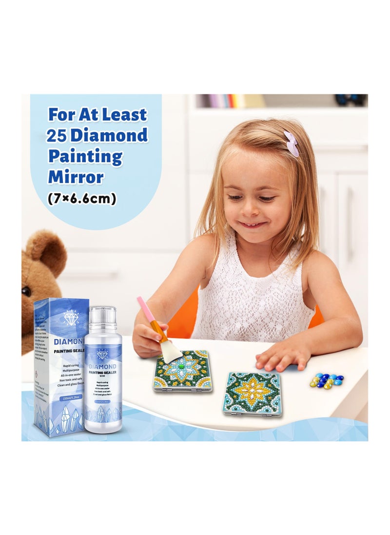 Diamond Painting Sealer for Permanent Hold and Glossy Finish |150ML Sealer with Applicator Brush | Ideal for Diamond Art, Puzzles, and Crafts | Safe, Fast-Drying, and Easy to Apply (5.28OZ)