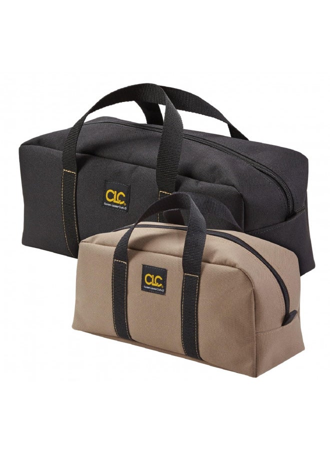 CLC Custom Leathercraft 1107 2 Pack Medium and Large Utility Tote Bag Combo,Black/Beige