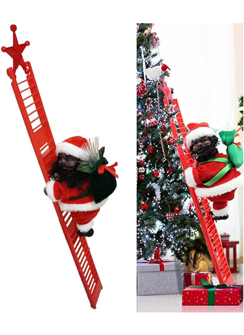 Christmas Climbing Ladder Santa Decorations,Electric Climbing Santa Claus Xmas Figurine Ornament Climbing with Music Hanging Decor Creative Party Decorations for Christmas Decor