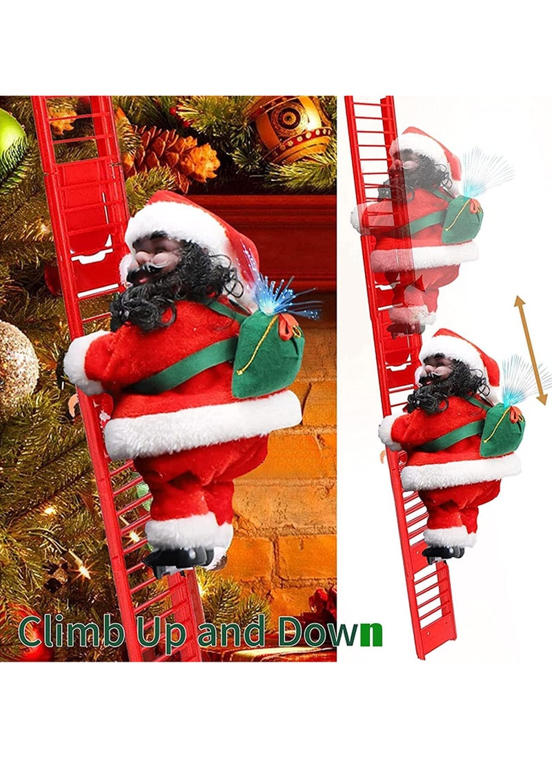 Christmas Climbing Ladder Santa Decorations,Electric Climbing Santa Claus Xmas Figurine Ornament Climbing with Music Hanging Decor Creative Party Decorations for Christmas Decor