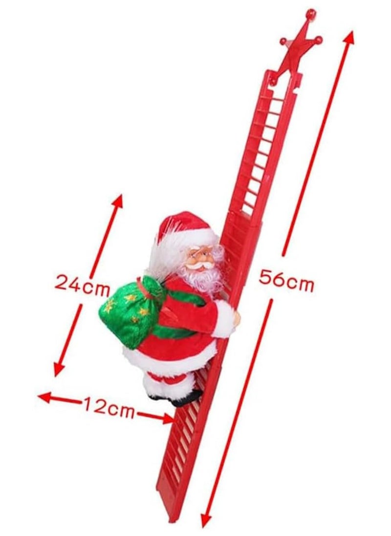 Electric Climbing Santa Claus Christmas Decoration,Electric Climbing Up and Down Ladder Santa Claus with with Music Funny Singing Christmas Tree Decorations Christmas Gift for Kids