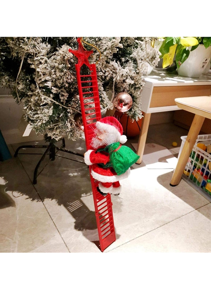 Electric Climbing Santa Claus Christmas Decoration,Electric Climbing Up and Down Ladder Santa Claus with with Music Funny Singing Christmas Tree Decorations Christmas Gift for Kids