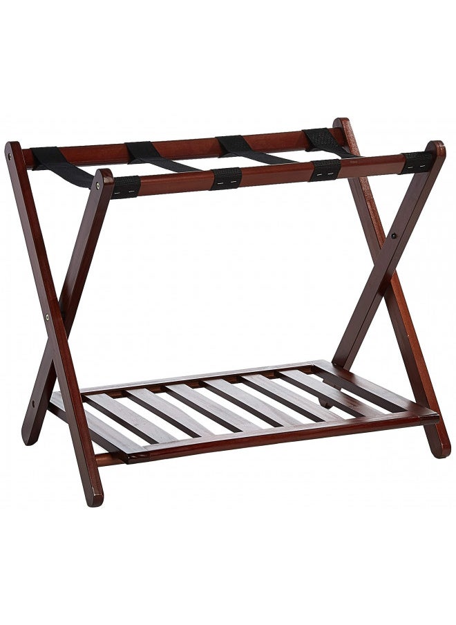 Casual Home Luggage Rack, Walnut, Solid Wood