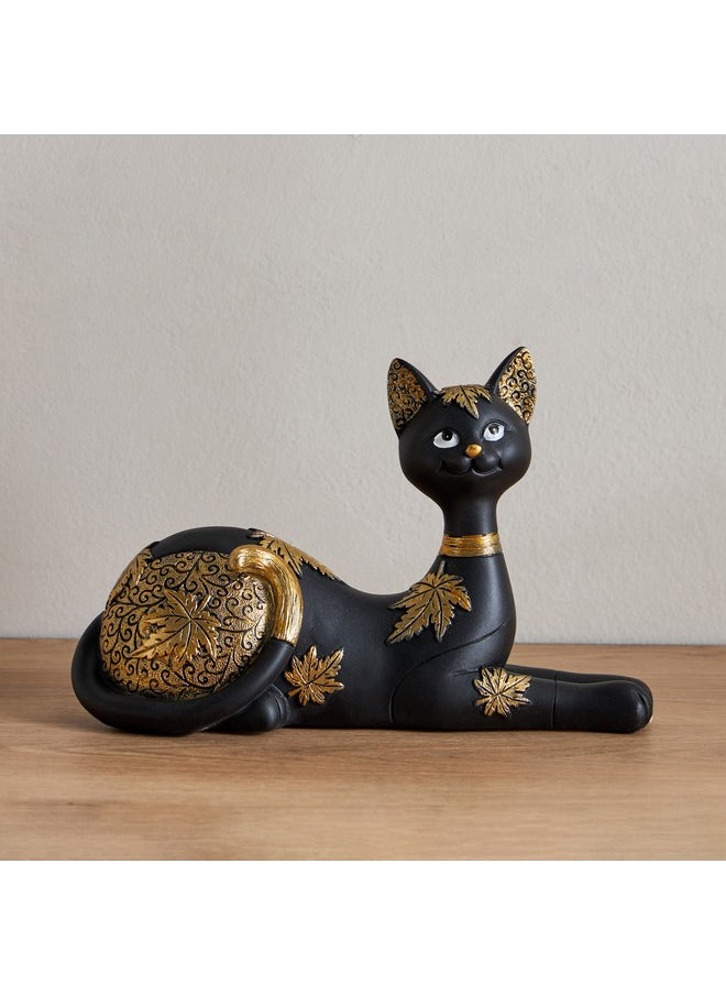 Marcel Polyresin Sitting Cat with Detailing 25 x 9 x 16 cm