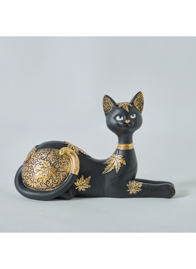 Marcel Polyresin Sitting Cat with Detailing 25 x 9 x 16 cm