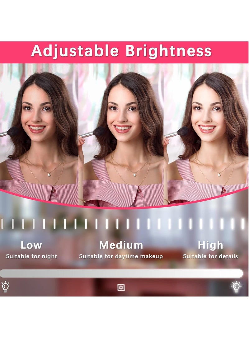 Vanity Mirror Makeup Mirror with Lights, Large Lighted Vanity Mirror, Light Up Mirror with Smart Touch 3 Colors Dimmable, Tabletop Mirror for Makeup Desk, 360° Rotation, 22