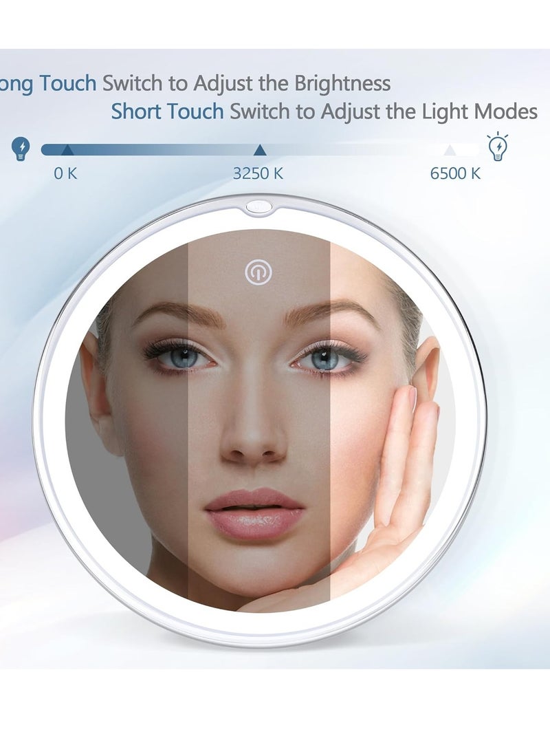 Magnifying Mirror with Light 30X, Lighted Makeup Mirror 30X for Precision Makeup, 3 Color Modes and Adjustable Brightness, 360° Swivel Magnifying Mirror Suction Cup for Bathroom Mirrors 8 Inches